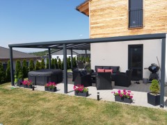 POLLUX Eck-Pergola aus Aluminium mit Glas, Modell 2022