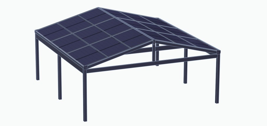 Aluminium-Carport SOLAR ENERGO mit Photovoltaikanlage - Netzanbindung