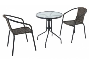 Metall runden Tisch mit zwei Stühlen, stapelbar Schemali